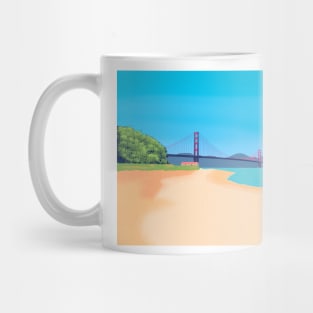 SF Golden Gate Bridge Scenery - Relaxing Beach Scene San Francisco Mug